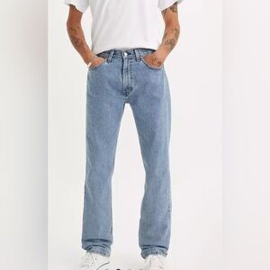 Men Levi's 505-4834 Faded Heavy Cotton Men's Straight Jeans in Light Blue 38x32
